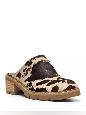 CLEAN Donald Pliner size 8.5 Womens Sahara Heel Clog Cow Print shoes